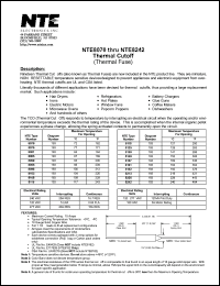 NTE8098 datasheet: Thermal cut-off (thermal fuse). NTE8098