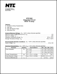 NTE1002 datasheet: Integrated circuit FM IF TV Amp NTE1002