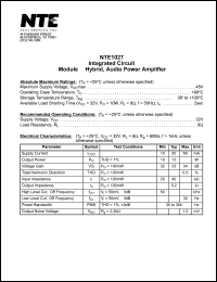 NTE1027 datasheet: Integrated circuit module - hybrid, audio power amplifier. NTE1027