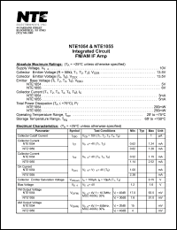 NTE1054 datasheet: Integrated circuit FM/AM IF amp. NTE1054