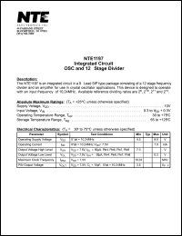 NTE1197 datasheet: Integrated circuit. OSC and 12-stage divider. NTE1197