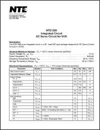 NTE1268 datasheet: Integrated circuit. DC servo circuit for VCR. NTE1268