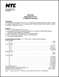 NTE1295 datasheet: Integrated circuit. TV signal processor. NTE1295