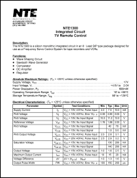 NTE1300 datasheet: Integrated circuit. TV remote control. NTE1300