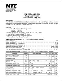 NTE1393 datasheet: Integrated circuit. Audio power amplifier, 7W. NTE1393