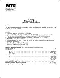 NTE1402 datasheet: Integrated circuit. Electronic channel selector. NTE1402