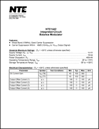 NTE1442 datasheet: Integrated circuit. Balance modulator. NTE1442