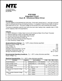 NTE15006 datasheet: Integrated circuit. Dual, Bi-directional motor driver. NTE15006