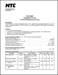 NTE15007 datasheet: Integrated circuit. TV stereo multiplexing decoder. NTE15007