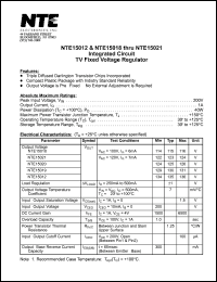 NTE15012 datasheet: Integrated circuit. TV fixed voltage regulator. NTE15012