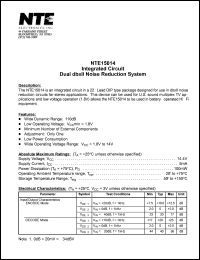 NTE15014 datasheet: Integrated circuit. Dual dbxll noise reduction system. NTE15014