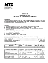 NTE15044 datasheet: Integrated circuit. CMOS, LSI for supply voltage detection. NTE15044