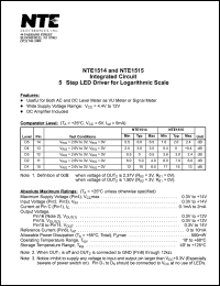 NTE1514 datasheet: Integrated circuit. 5-step LED driver for logarithmic scale. NTE1514