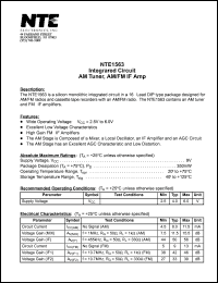 NTE1563 datasheet: Integrated circuit. AM tuner, AM/FM IF amplifier. NTE1563