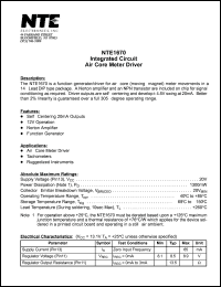 NTE1670 datasheet: Integrated circuit. Air core meter driver. NTE1670