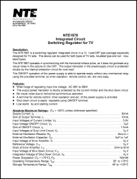 NTE1678 datasheet: Integrated circuit. Switching regulator for TV. NTE1678