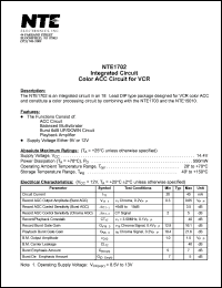 NTE1702 datasheet: Integrated circuit. Color ACC circuit for VCR. NTE1702