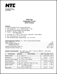 NTE1730 datasheet: Integrated circuit. Dual preamp. NTE1730