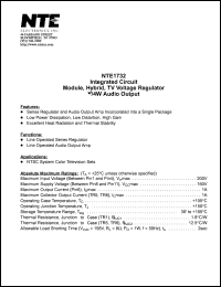 NTE1732 datasheet: Integrated circuit. Module, hybrid, TV voltage regulator w/4W audio output. NTE1732