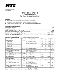 NTE1740 datasheet: Integrated circuit. TV fixed voltage regulator. NTE1740