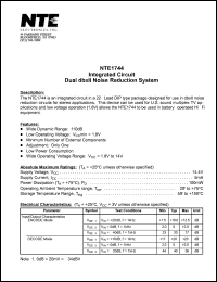 NTE1744 datasheet: Integrated circuit. Dual noise reduction system. NTE1744