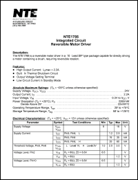 NTE1766 datasheet: Integrated circuit. Reversible motor driver. NTE1766