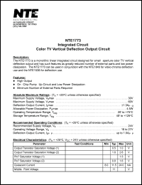 NTE1773 datasheet: Integrated circuit. Color TV vertical deflection output circuit. NTE1773