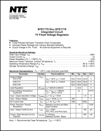 NTE1778 datasheet: Integrated circuit. TV fixed voltage regulator. Output voltage (typ) 135V. NTE1778