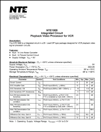 NTE1808 datasheet: Integrated circuit. Playback video processor for VCR. NTE1808