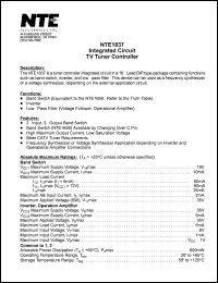 NTE1837 datasheet: Integrated circuit. TV tuner controller. NTE1837