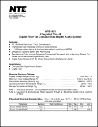 NTE1853 datasheet: Integrated circuit. Digital filter for compact disc digital audio system. NTE1853
