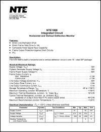 NTE1888 datasheet: Integrated circuit. Horizontal and vertical deflection monitor NTE1888