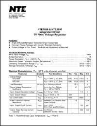 NTE1897 datasheet: Integrated circuit. TV fixed voltage regulator NTE1897