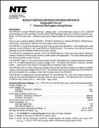 NTE2014 datasheet: Integrated circuit. 7-channel darlington array/driver. NTE2014