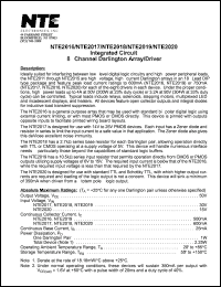 NTE2018 datasheet: Integrated circuit. 8-channel darlington array/driver. NTE2018