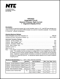 NTE2023 datasheet: Integrated circuit. General purpose, high current 7-segment display driver. NTE2023