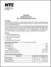 NTE2026 datasheet: Integrated circuit. Gas-discharge display driver. NTE2026