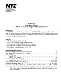 NTE2032 datasheet: Integrated circuit. BCD-to-7-segment decoder driver. NTE2032