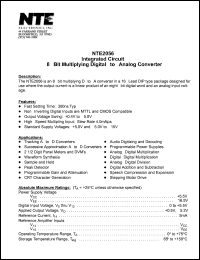 NTE2056 datasheet: Integrated circuit. 8-bit multiplying digital-to-analog converter. NTE2056