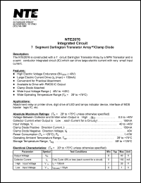 NTE2076 datasheet: Integrated circuit. 7-segment darlington transistor array w/clamp diode. NTE2076