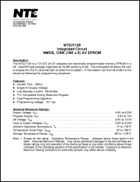 NTE21128 datasheet: Integrated circuit. NMOS, 128K (16K x 8) UV EPROM. NTE21128