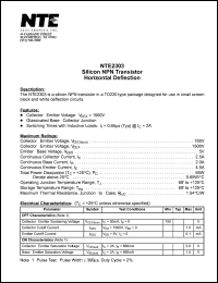 NTE2303 datasheet: Silicon NPN transistor. Horizontal deflection. NTE2303