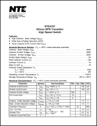 NTE2337 datasheet: Silicon NPN transistor. High speed switch. NTE2337