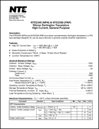 NTE2350 datasheet: Silicon darlington PNP transistor. High current, general purpose. NTE2350