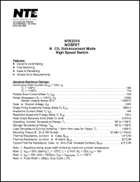 NTE2374 datasheet: MOSFET N-ch, enhancement mode. High speed switch. NTE2374