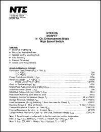 NTE2376 datasheet: MOSFET N-ch, enhancement mode. High speed switch. NTE2376