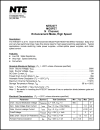 NTE2377 datasheet: MOSFET N-ch, enhancement mode. High speed switch. NTE2377