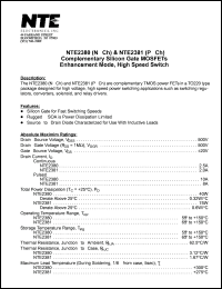 NTE2381 datasheet: P-Ch, complementary silicon gate MOSFETs enhancement mode, high speed switch. NTE2381