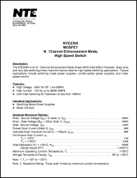 NTE2394 datasheet: MOSFET. N-channel enhancement mode, high speed switch. NTE2394