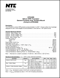 NTE2408 datasheet: Silicon NPN transistor. General purpose amp, surface mount (compl to NTE2409). NTE2408